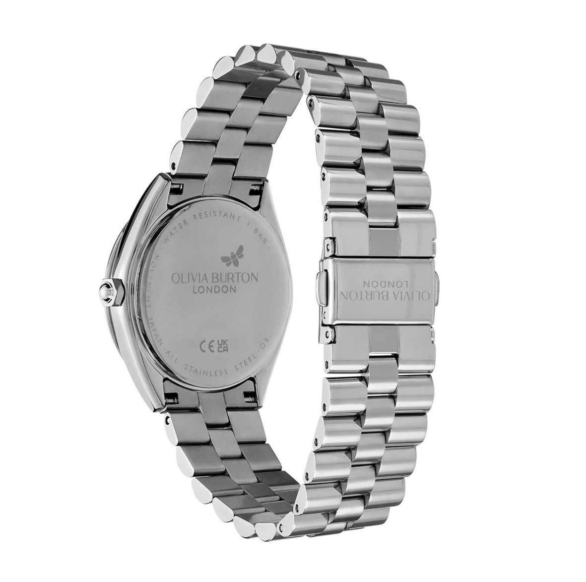 LDS SS OLIVIA B RND ROSE PINK 34MM DL CZ OUTER BEZEL BW