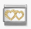 GOLD DIAMOND CUT DOUBLE HEARTS CHARM