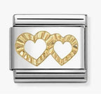 GOLD DIAMOND CUT DOUBLE HEARTS CHARM