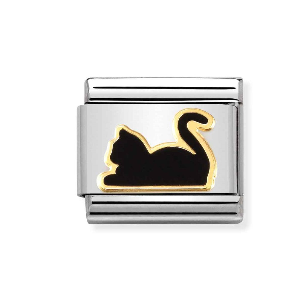 BLACK CAT LYING DOWN ENAMEL CHARM