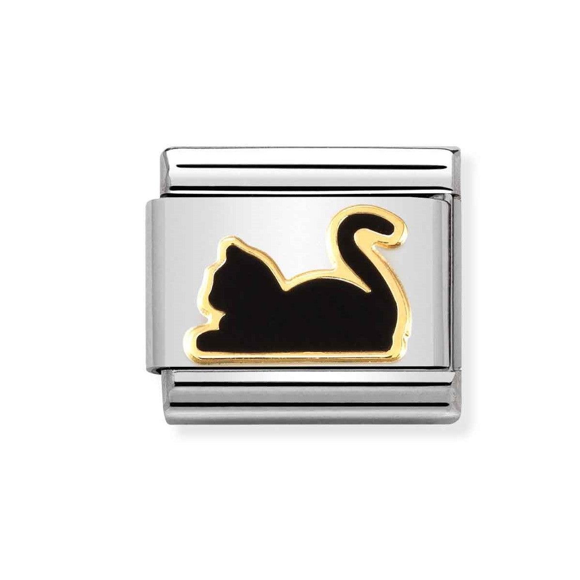 BLACK CAT LYING DOWN ENAMEL CHARM