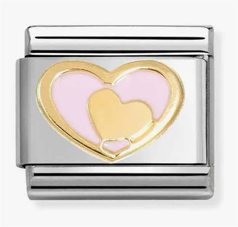 030283/30 NOM PINK DOUBLE HEART ENAMEL - LOVE2
