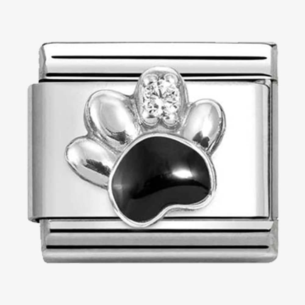 330321/12 NOM SILV CZ BLK EMAN DOG PAW - SYMBOLS