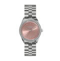 LDS SS OLIVIA B RND ROSE PINK 34MM DL CZ OUTER BEZEL BW
