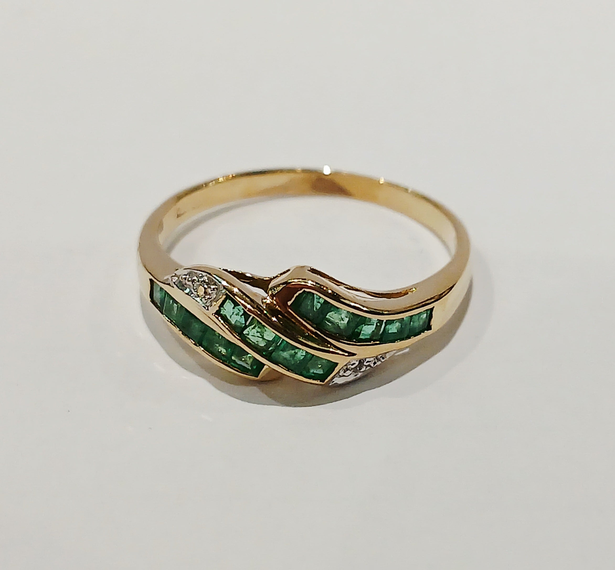 9ct Yellow Gold Emerald & Diamond Ring