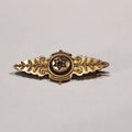 9YG 2.6G SEED PEARL & GARNET BAR BROOCH