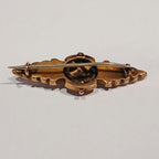 9YG 2.6G SEED PEARL & GARNET BAR BROOCH