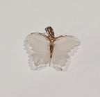 9CT YELLOW GOLD 1.1G CARVED OPAQUE WHT BUTTERFLY PEND | PRE OWNED