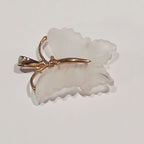 9CT YELLOW GOLD 1.1G CARVED OPAQUE WHT BUTTERFLY PEND | PRE OWNED