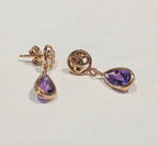 9CT YELLOW GOLD 1.1G AMETHYST RND MACK DROP ERS | PRE OWNED