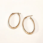 9CT YELLOW GOLD SLIM OVAL HOOP CREOLE EARRINGS