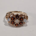 9YG 2.9G 6 GARNET & 3 OPAL CLUSTER RING P | PRE OWNED