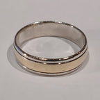9YG & SILVER EDGE 4.7G 6MM WEDDING BAND RING V | PRE OWNED