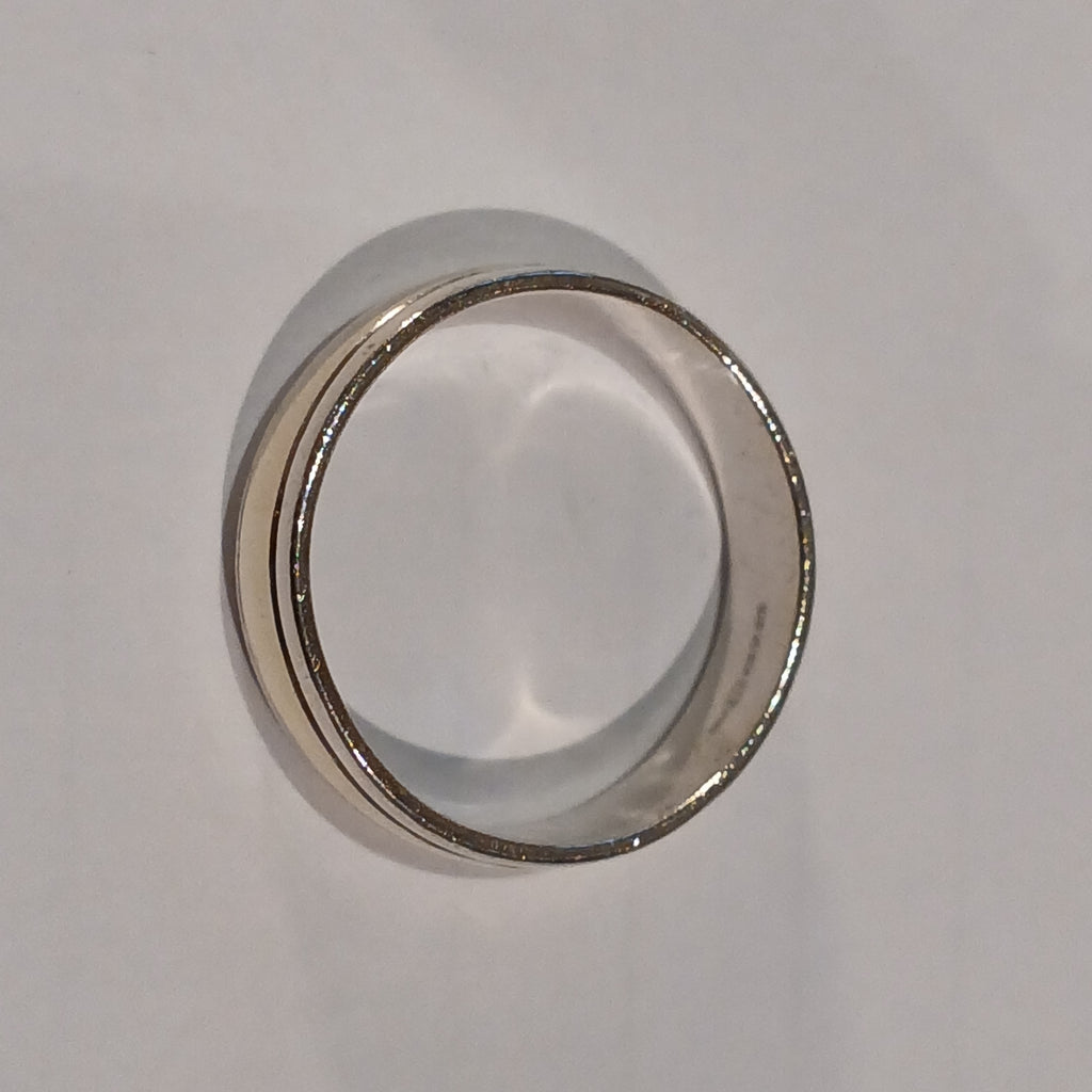 9YG & SILVER EDGE 4.7G 6MM WEDDING BAND RING V | PRE OWNED
