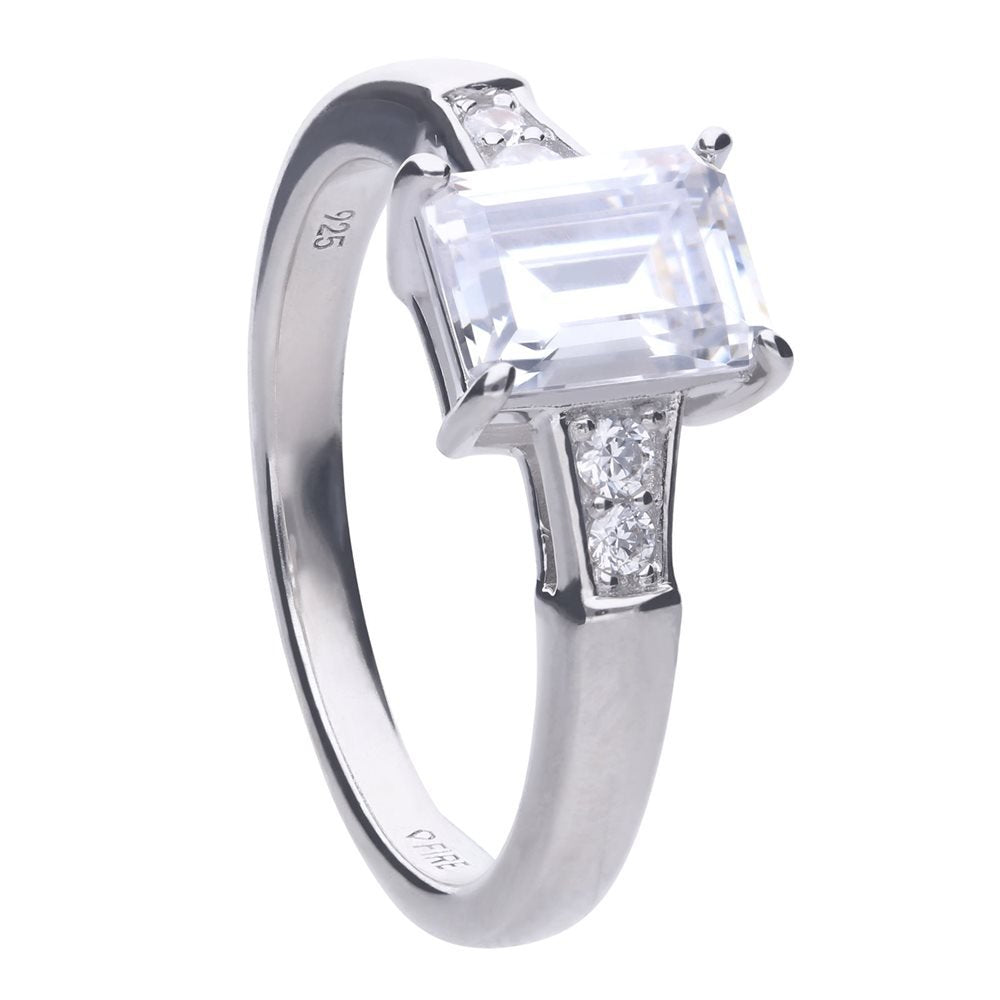 SILV ZIRC DIAMONFIRE EMERALD CUT PAVE
