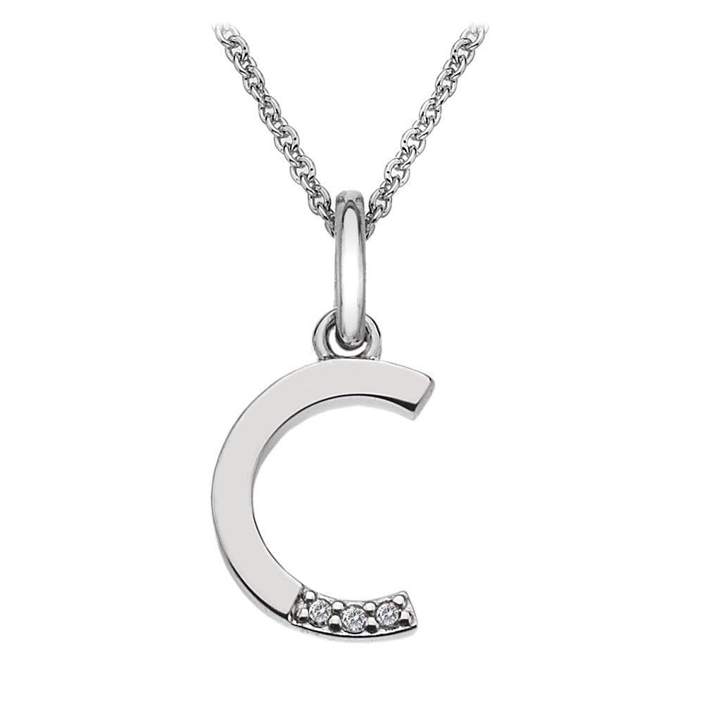SILV INITIAL C HOT DIAMONDS 16-18" TRACE CHAIN