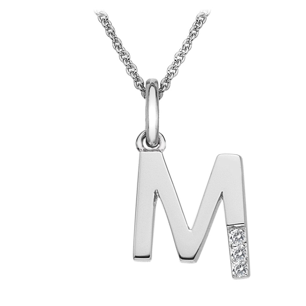 SILV INITIAL M HOT DIAMONDS 16-18" TRACE CHAIN