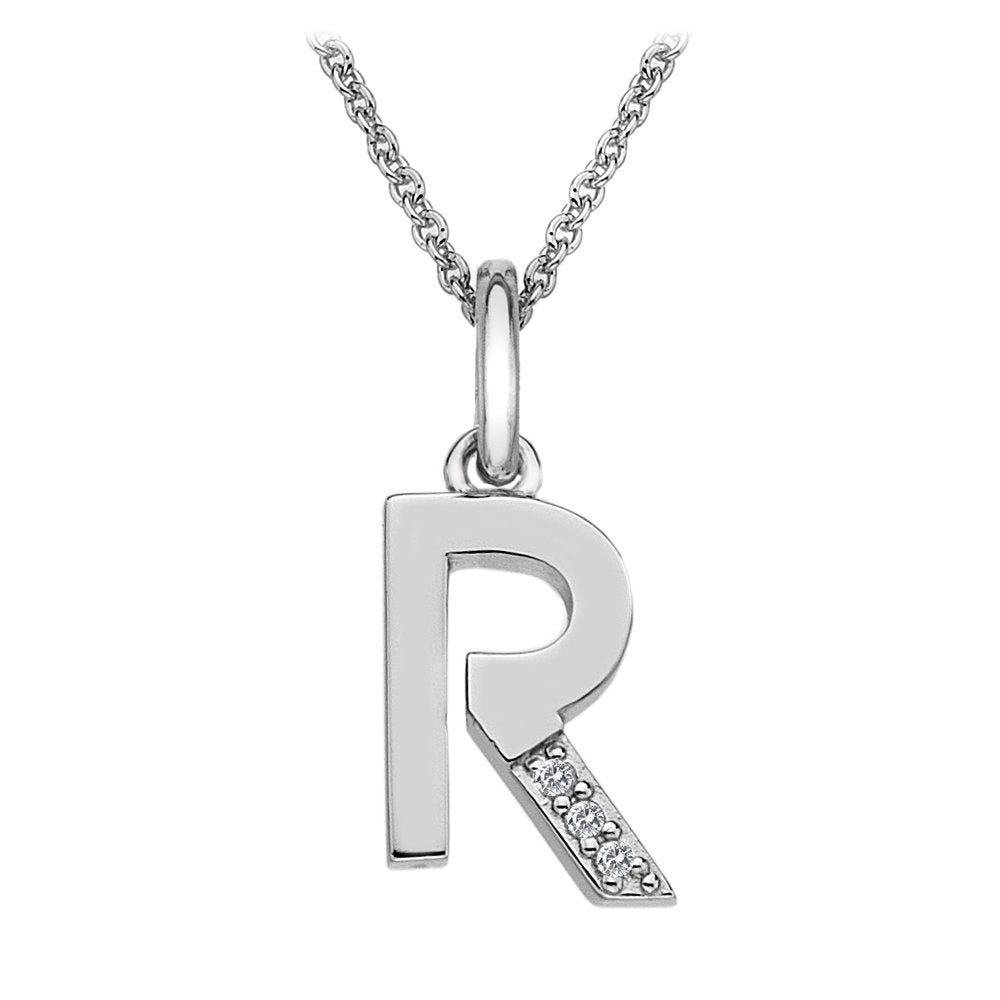 SILV INITIAL R HOT DIAMONDS 16-18" TRACE CHAIN