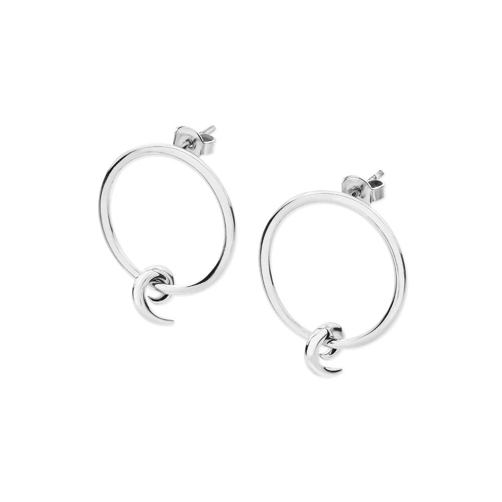 SILVER LADIES CIRCLE SWIRL STUD EARRINGS
