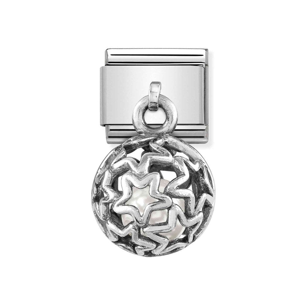 331810/07 NOM WHITE PEARL STARS DANGLE - ROUND CAGES