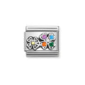 NOM SILV SH FOUR LEAF CLOVER RAINBOW CZ CHARM