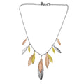 SILVER GOLD & ROSE PLTE MULTI FEATHER FINE BELCHER NECKLET