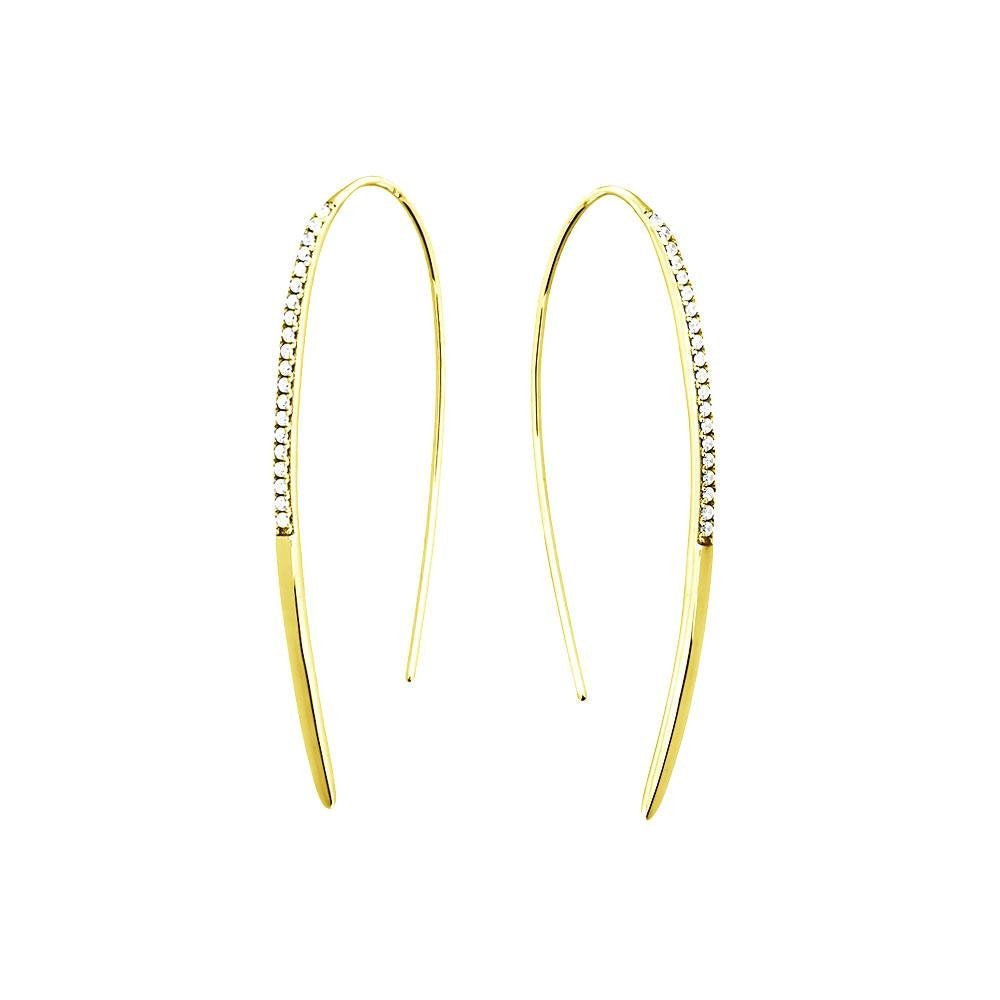 SILV GP PAVE CZ HOOK EARRINGS