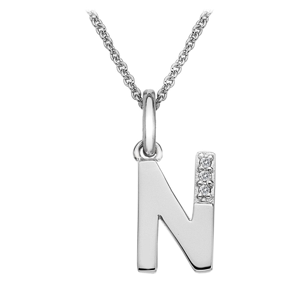 SILV INITIAL N HOT DIAMONDS 16-18" TRACE CHAIN