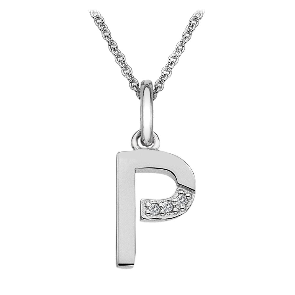 SILV INITIAL P HOT DIAMONDS 16-18" TRACE CHAIN