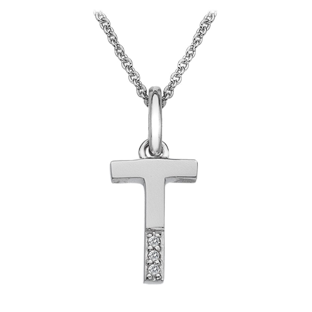 SILV INITIAL T HOT DIAMONDS 16-18" TRACE CHAIN