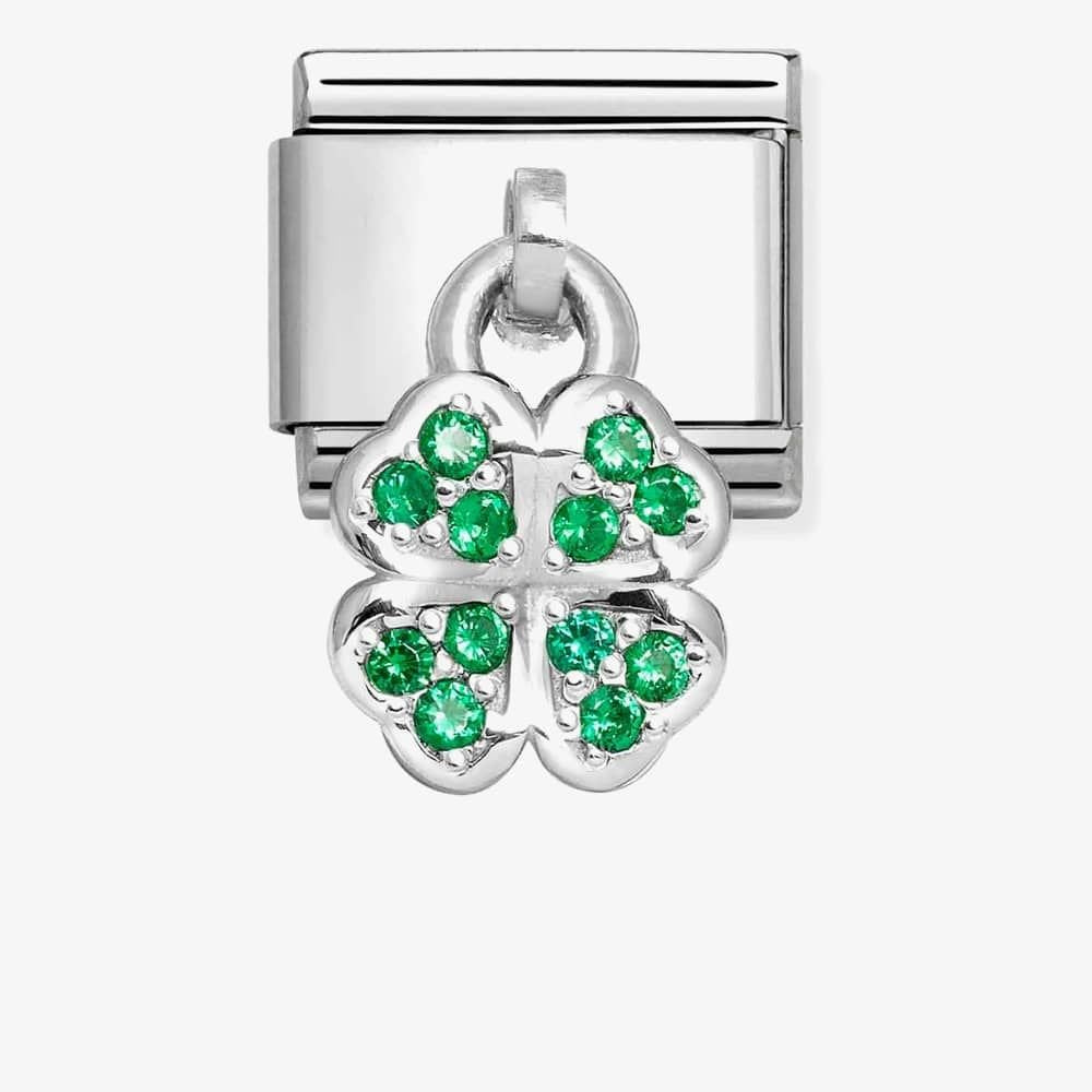 NOM CZ GRN 4 LEAF CLOVER DANGLE | CHARMS