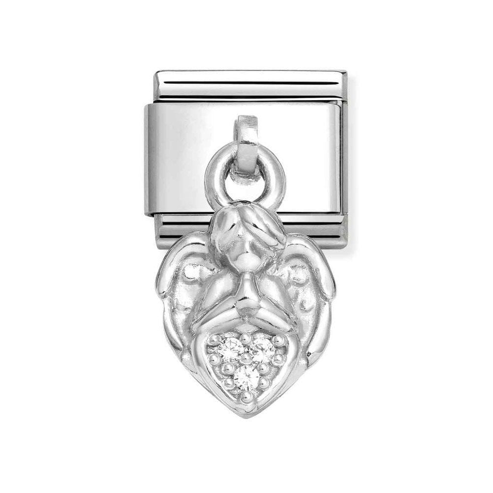 NOM CZ ANGEL WITH HEART DANGLE | CHARMS
