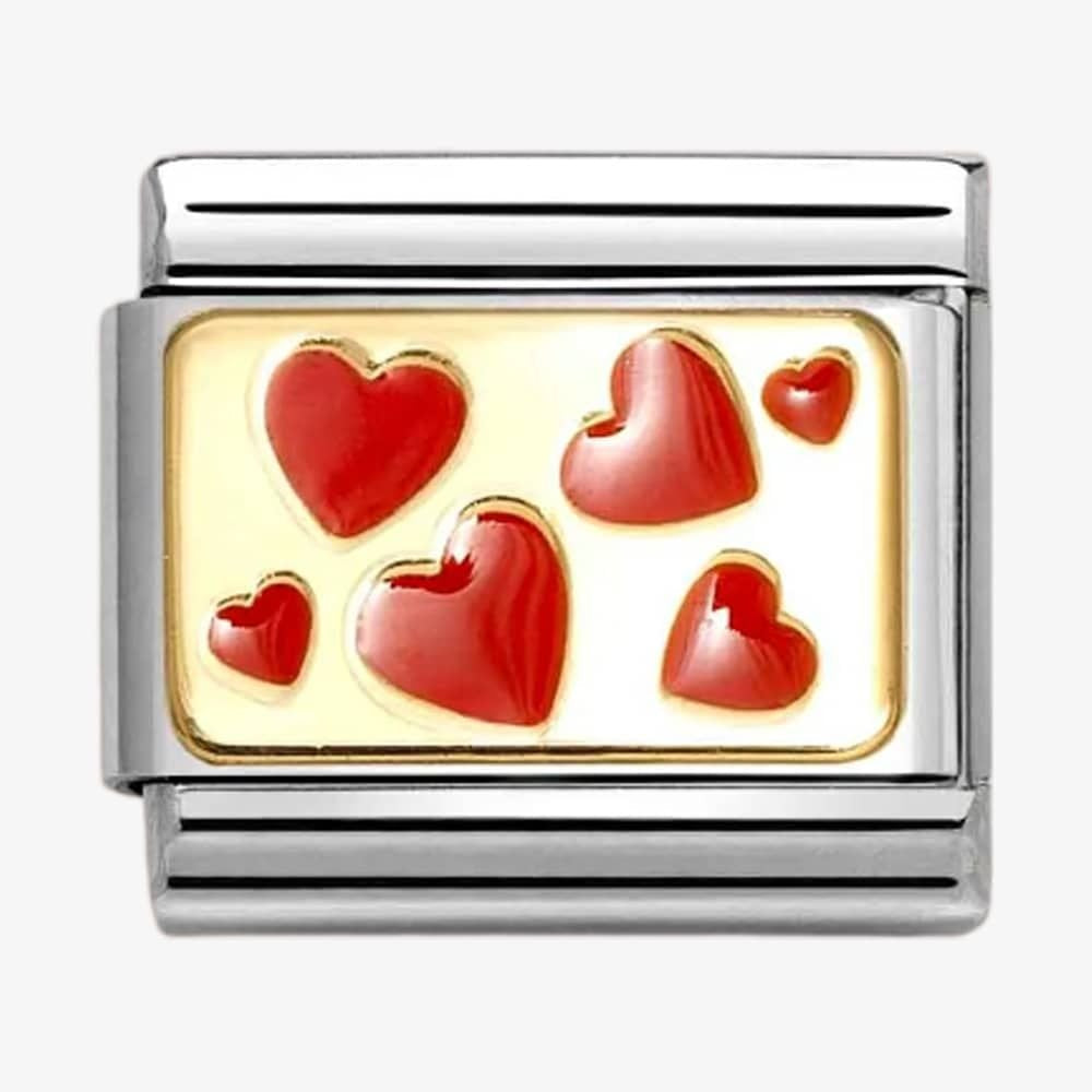 NOM RED MULTI HEARTS ENAMEL - PLATES
