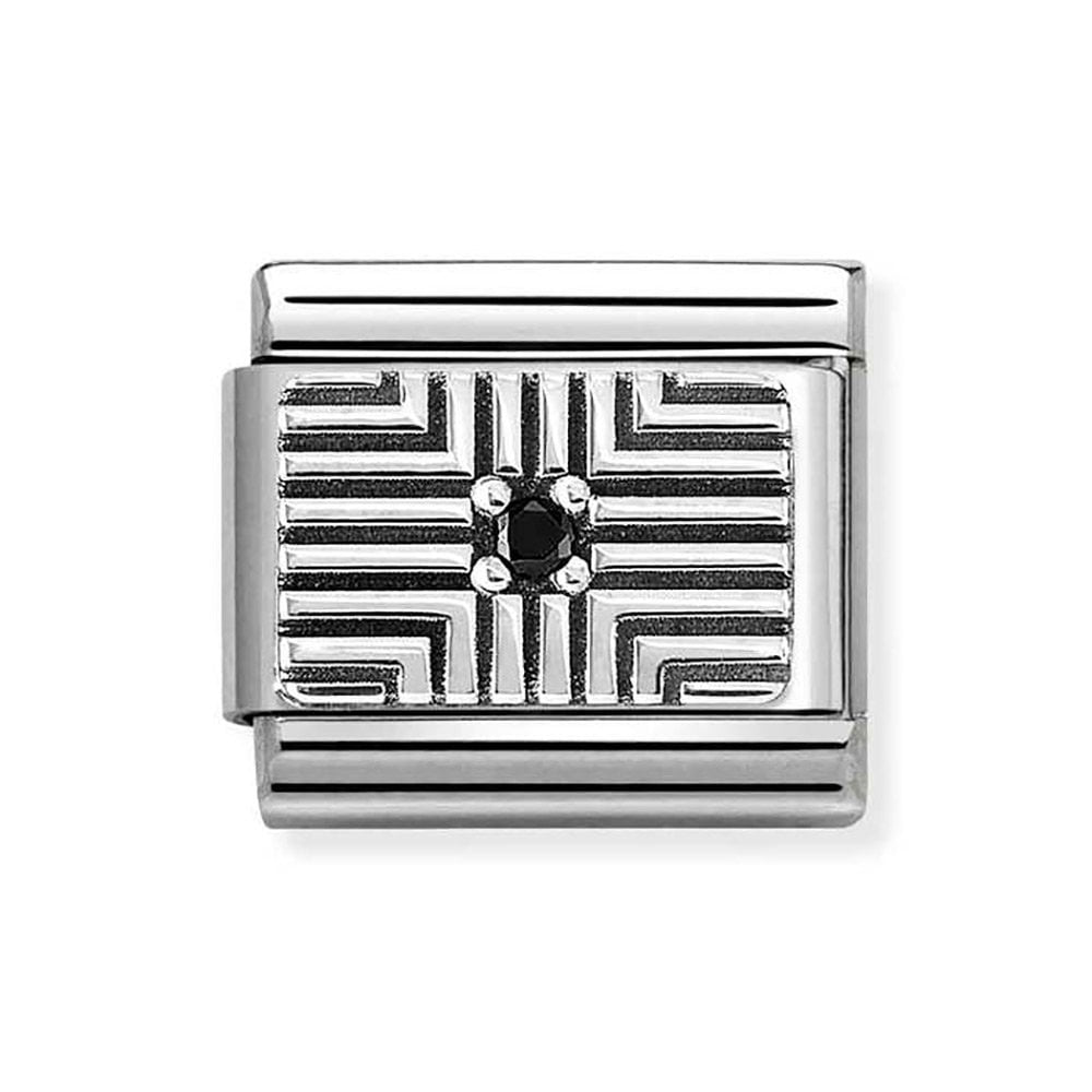NOM BLK CZ RECT STRIPES - OXIDISED SYMBOL