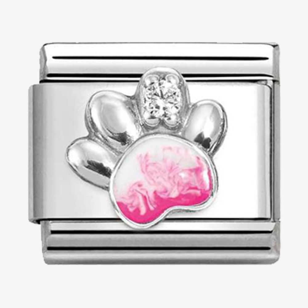 NOM SILV CZ PNK EMAN DOG PAW - SYMBOLS
