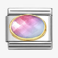 NOM OVAL CZ LIGHT BLUE & ROSE - FACET STONE