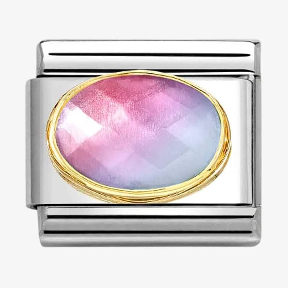 NOM OVAL CZ LIGHT BLUE & ROSE - FACET STONE