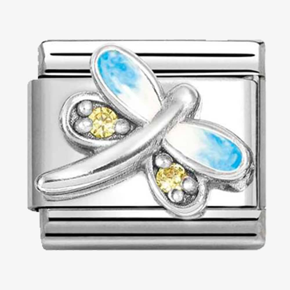 NOM SILV CZ BLUE EMAN DRAGONFLY - SYMBOLS