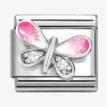 NOM SILV CZ PNK EMAN BUTTERFLY - SYMBOLS
