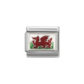 NOM WELSH ENAMEL FLAG SILV SHINE