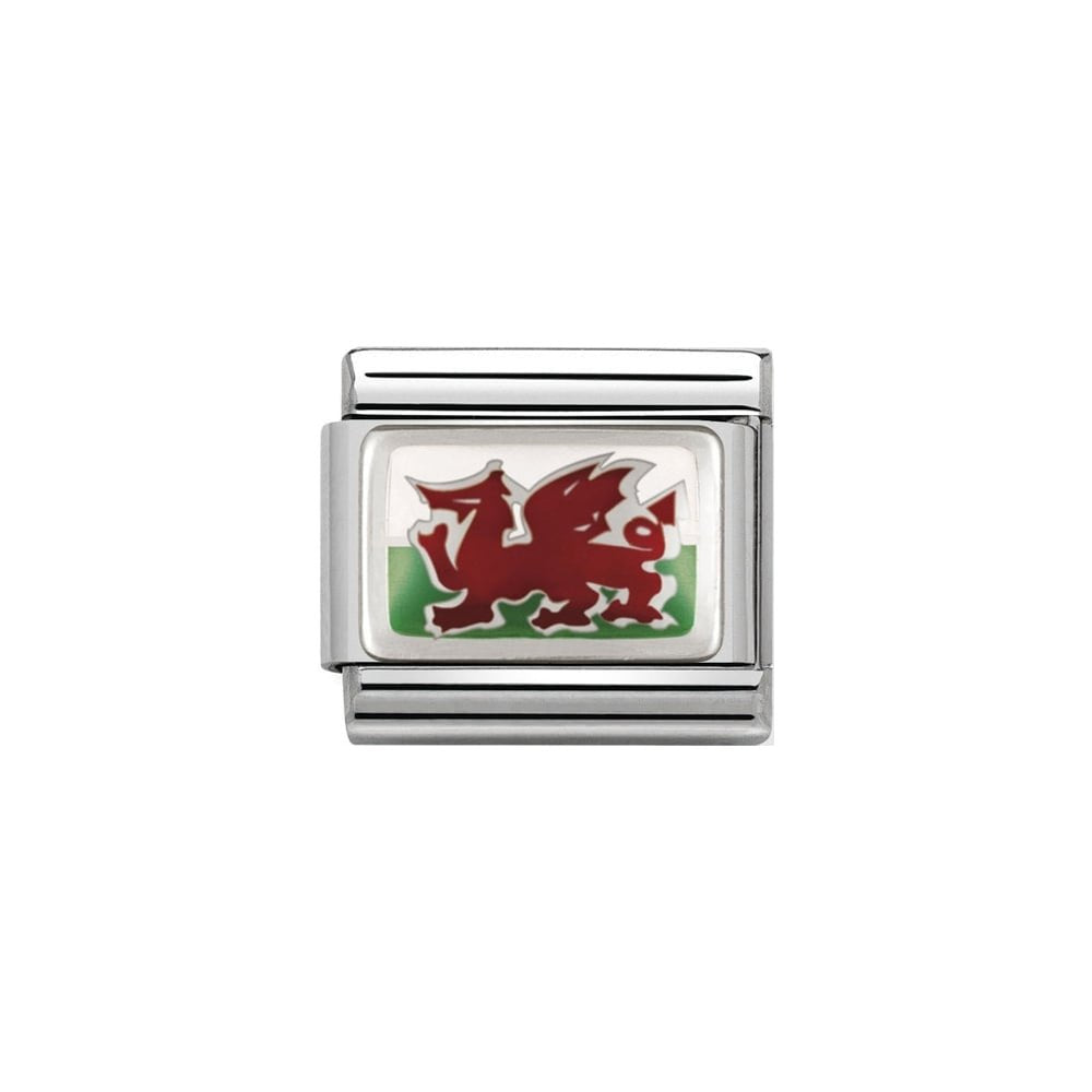 NOM WELSH ENAMEL FLAG SILV SHINE