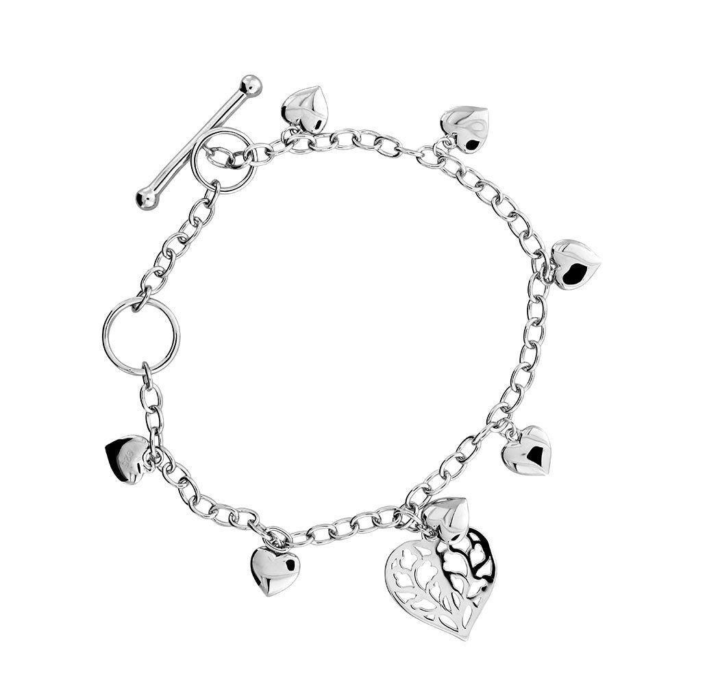 SILVER HEART OF YORKSHIRE T BAR BRACELET