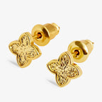 SIGNATURE CLOVER COLLECTION | TEXTURED CLOVER GP Stud Earrings by Joma