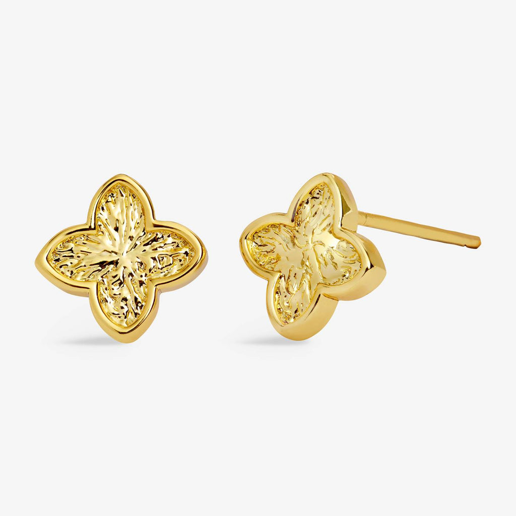 SIGNATURE CLOVER COLLECTION | TEXTURED CLOVER GP Stud Earrings by Joma