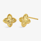 SIGNATURE CLOVER COLLECTION | TEXTURED CLOVER GP Stud Earrings by Joma
