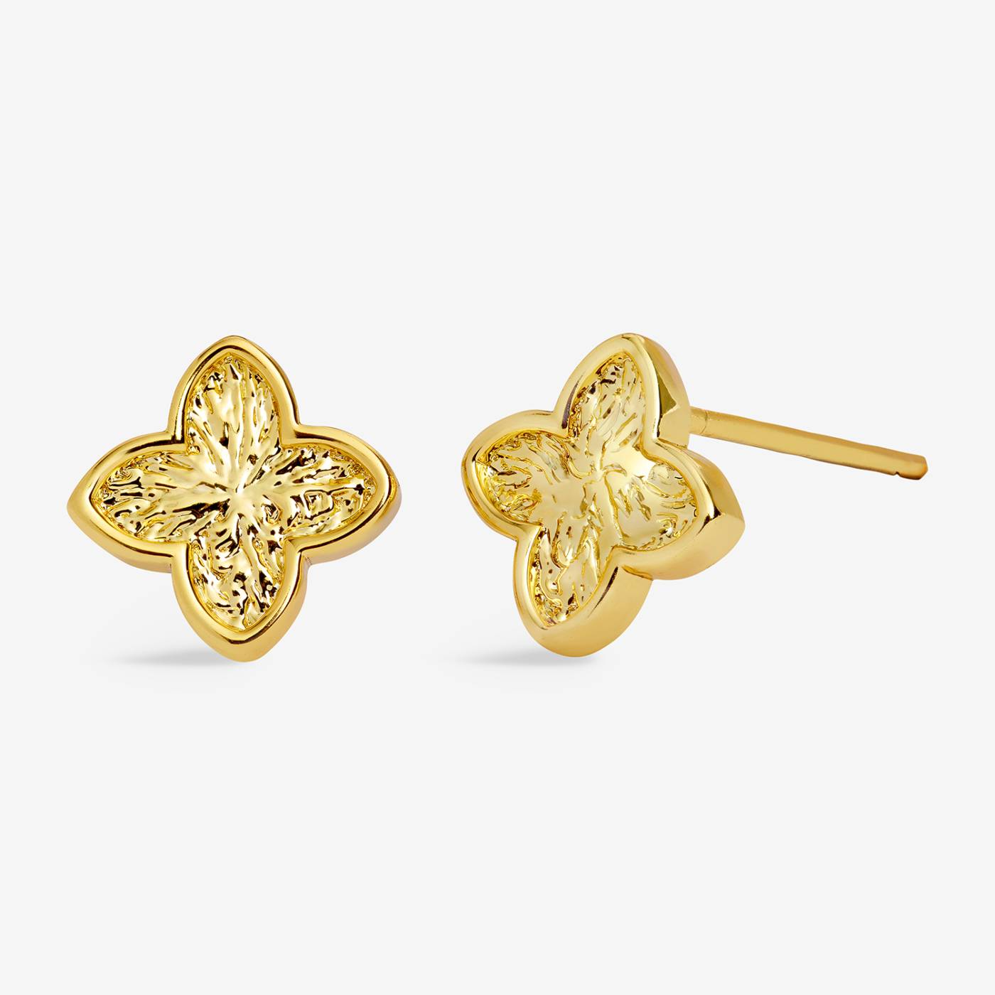 SIGNATURE CLOVER COLLECTION | TEXTURED CLOVER GP Stud Earrings by Joma