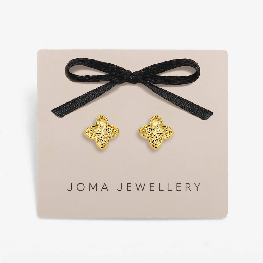 SIGNATURE CLOVER COLLECTION | TEXTURED CLOVER GP Stud Earrings by Joma