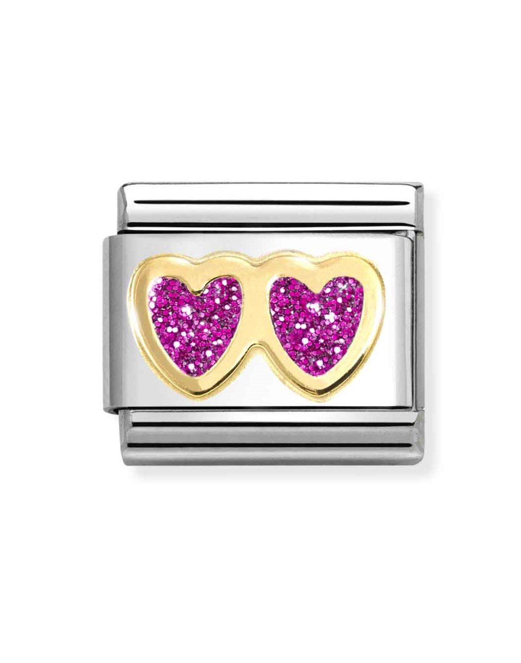 NOM DBLE FUCHSIA HEART - GLITTER SYMBOLS
