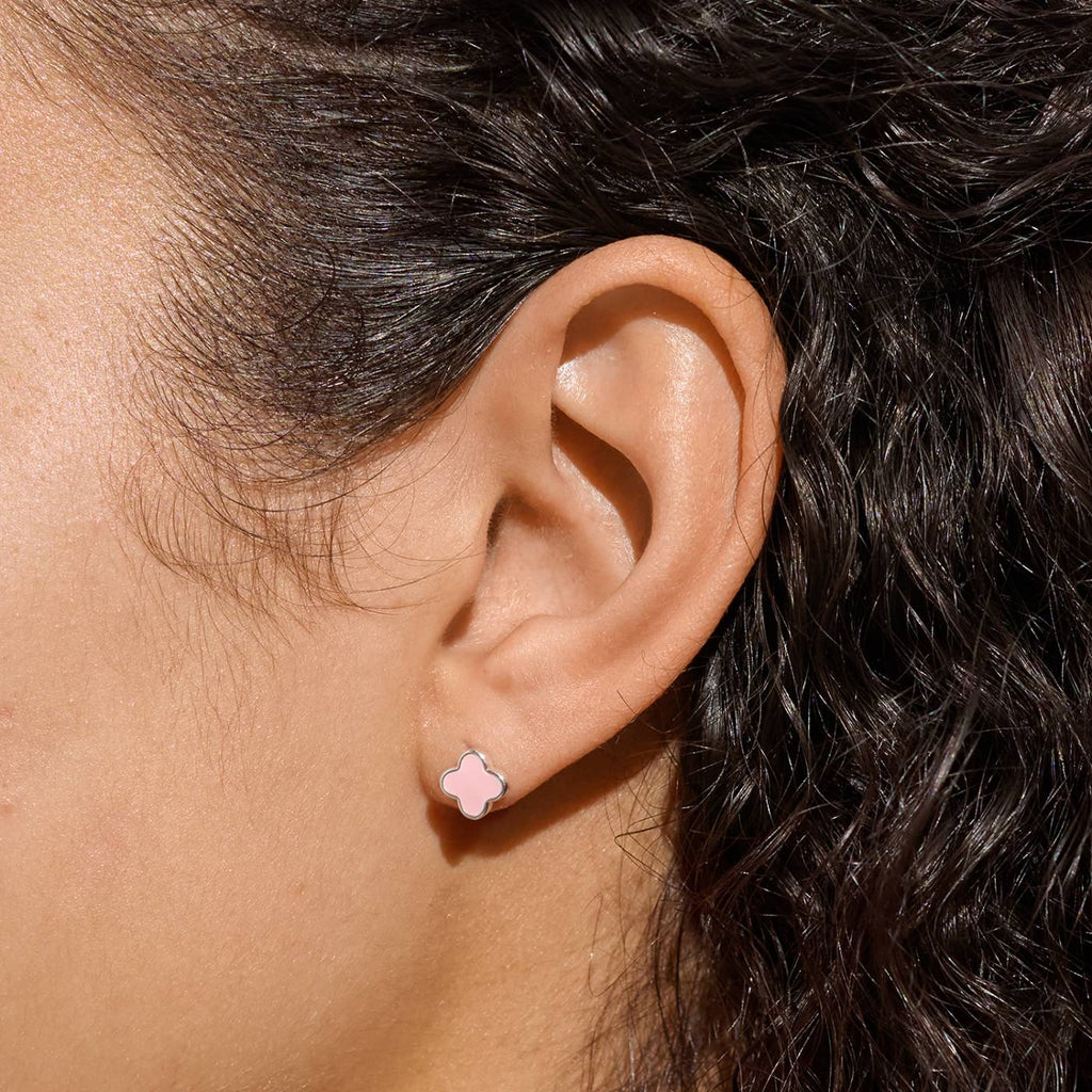 SIGNATURE CLOVER COLLECTION | PINK CLOVER SP Stud Earrings by Joma