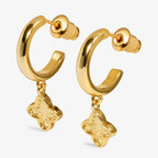 SIGNATURE CLOVER COLLECTION | TEXTURED CLOVER GP Hoop Drop Earrings by Joma
